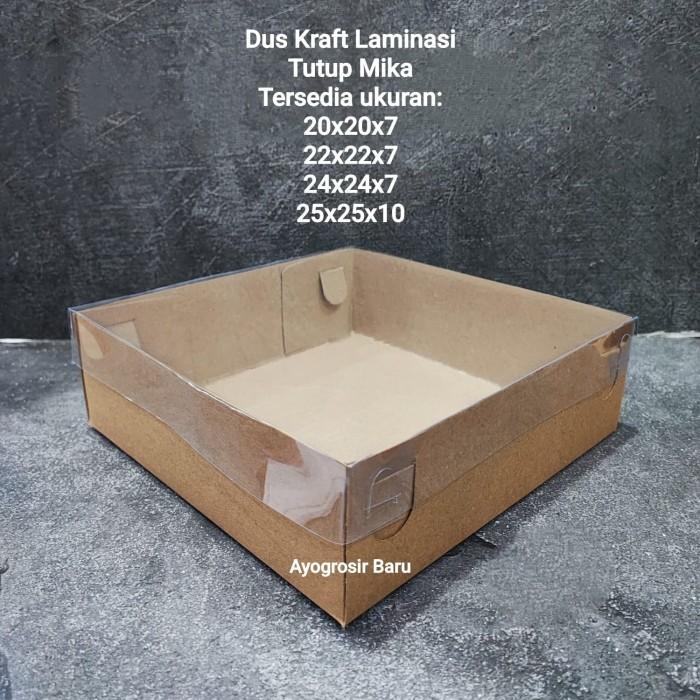 Laminasi Dus Kraft Mika 22x22x7 isi 10 pcs / Box Catering Puding Hampers