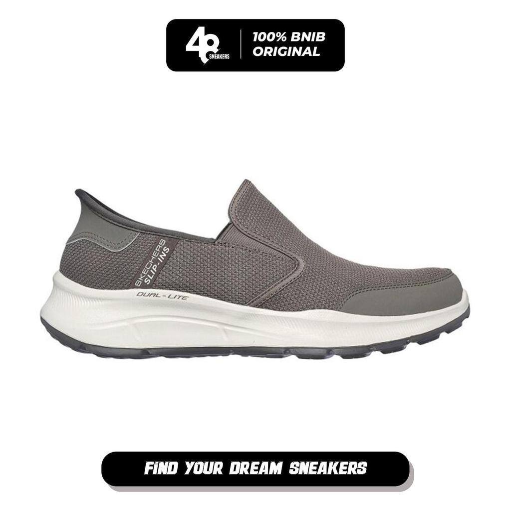 Sepatu Sneakers Pria Skechers Slip-ins Relaxef Fit Equalizer 5.0 Drayze Air-Cooled Memory Foam Taupe