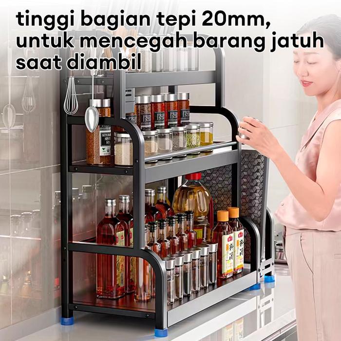 Rak Dapur Stainless Steel Rak Bumbu Dapur Rak Bumbu 3 Susun