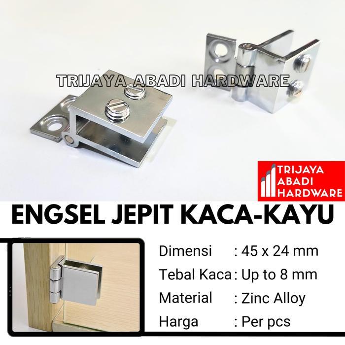 Engsel Jepit Kaca ke Kayu Engsel Pintu Kaca Kabinet Etalase