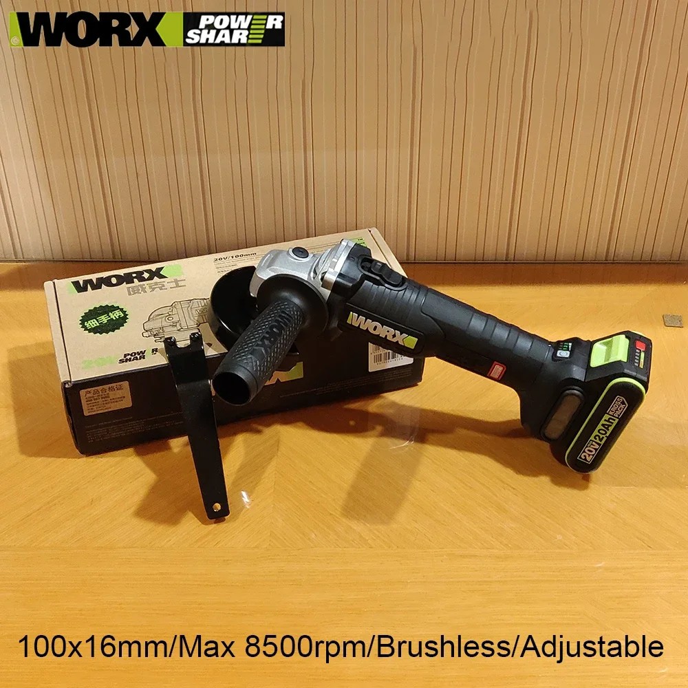 Penggiling Sudut WORX WU808 100X16Mm 8500Rpm Tanpa Sikat Dapat Disesuaikan untuk Memoles Pemotongan 