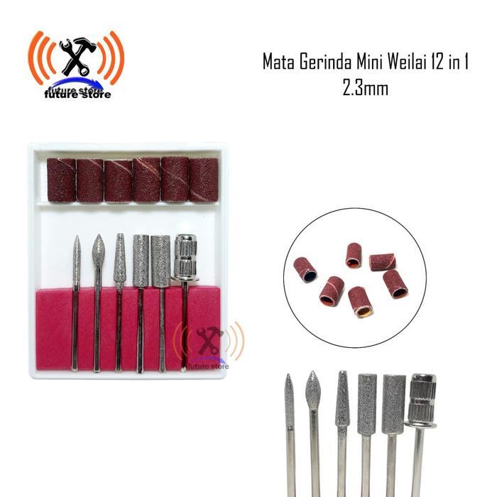Weilai Mata Bor Asah Batu Ukir Mini Mesin Gerinda Mini 1 Set 2.3Mm