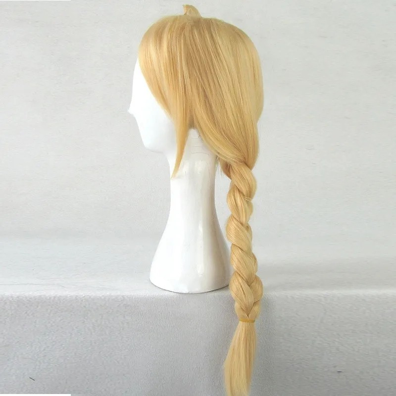 Fullmetal Alchemist Edward Elric 55Cm Medium Long Straight Braid Styled Synthetic Cosplay Wigs Anime