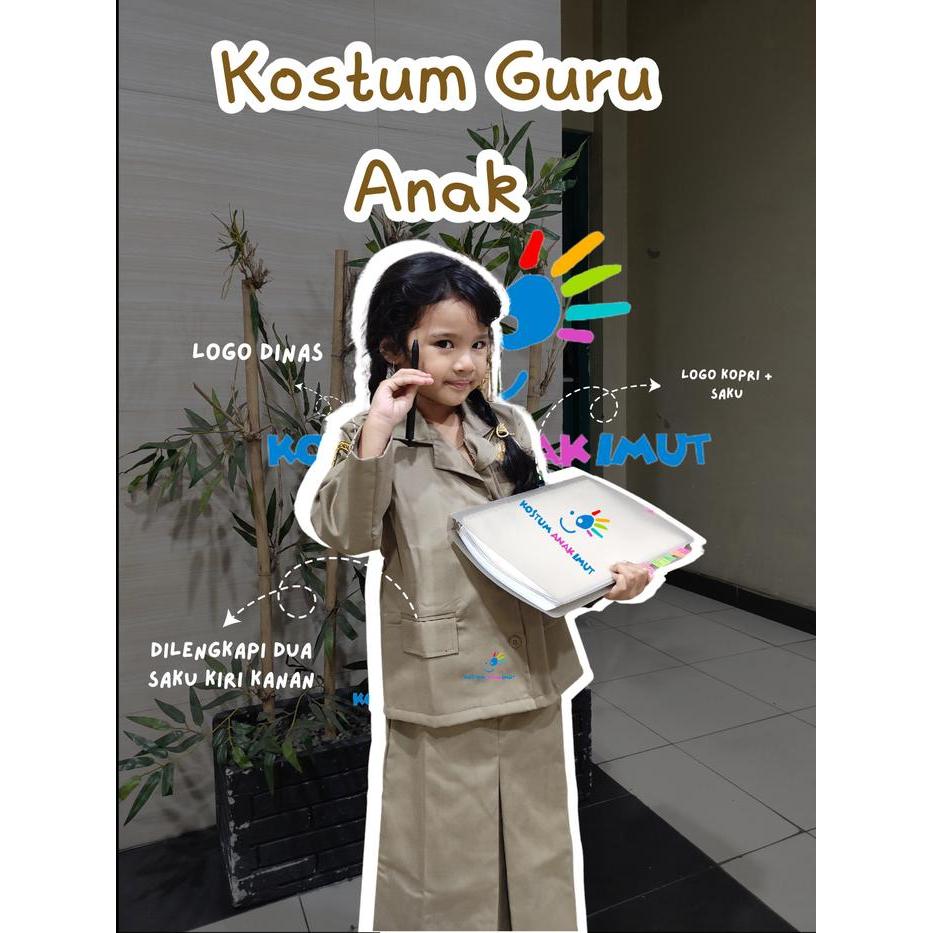 [KOSTUMANAKIMUT] Baju Guru Anak TK Paud - Kostum Guru Anak - Baju Guru PNS Anak - Baju Dinas Guru