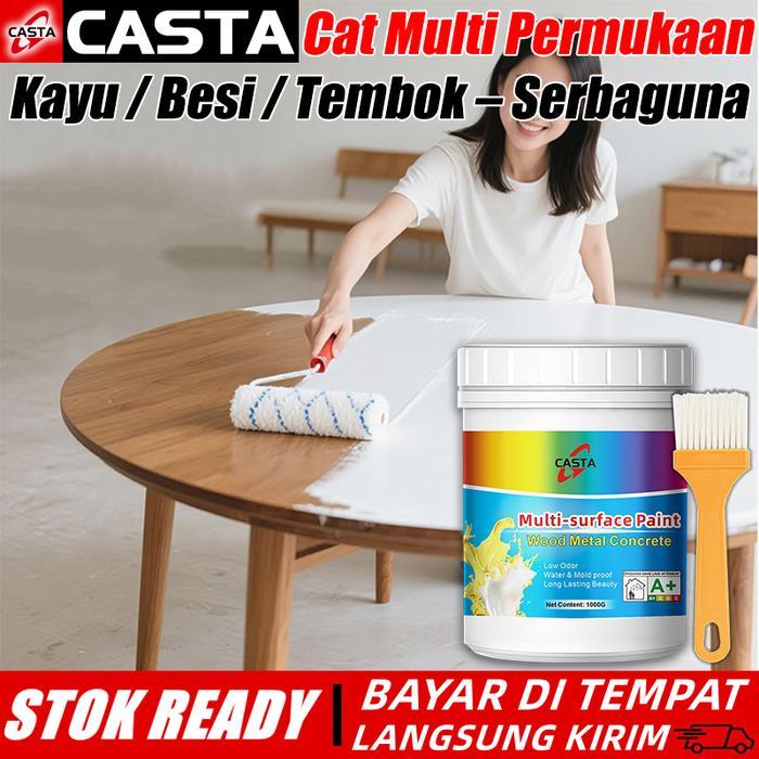 CASTA Cat Serbaguna 1KG Dengan Kuas Cat Anti Karat Tahan Air Untuk Kayu Logam Dinding Beton Keramik