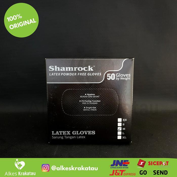 Shamrock Latex Powder Free Gloves Black / Handscoon Hitam