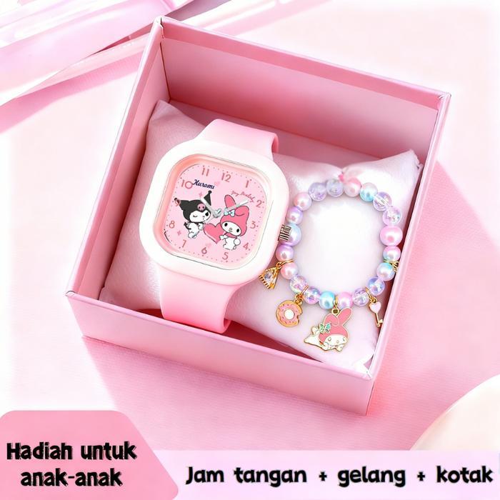 GIFT SETjam tangan anak anak Perempuan & Jam Tangan Kasual Korea Gelang Jam Tangan Fashion
