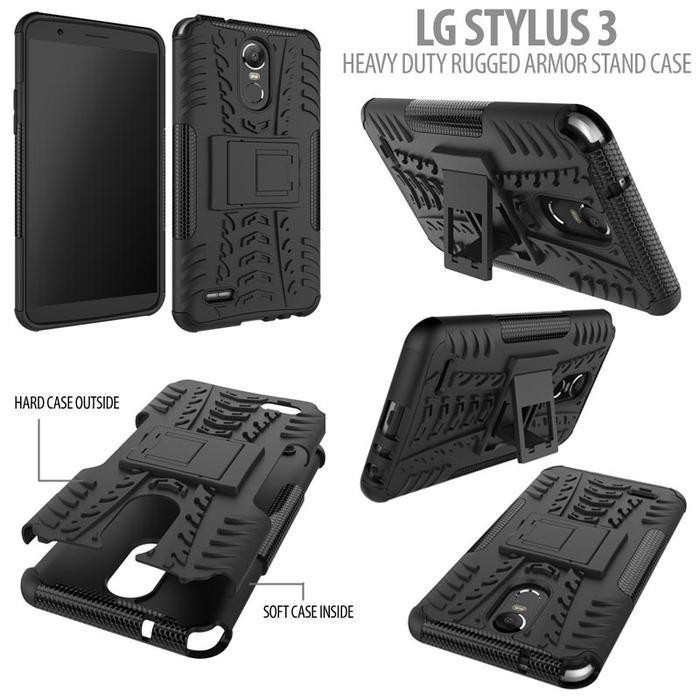 LG STYLUS 3 - HEAVY DUTY RUGGED ARMOR STAND CASE