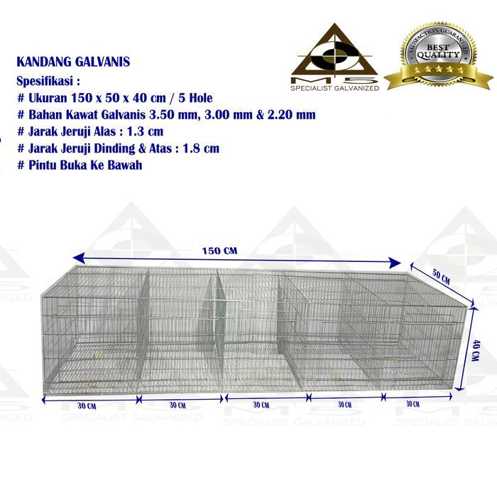 Kandang Kelinci Galvanis - Pembesaran/Growher 150.50.40/5 Hole