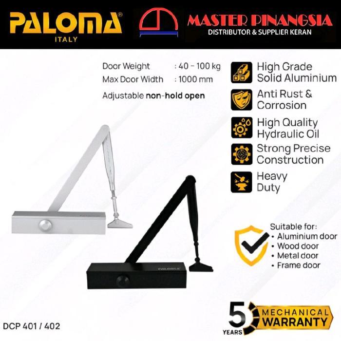 PALOMA Door Closer Penahan Penutup Pintu Rumah Otomatis Non Hold Open Hydraulic Hidrolik Silver