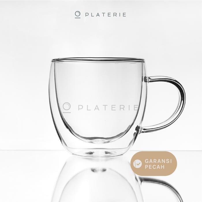 GELAS KACA DOUBLE WALL GLASS 200/350ML WITH HANDLE(+BONUS BOX)