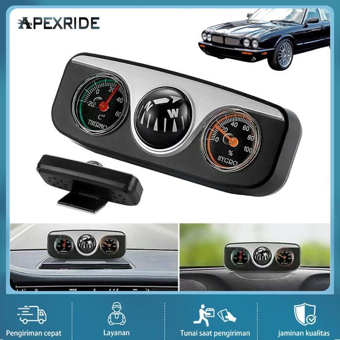 3 In 1 Termometer Dasbor Mobil Higrometer Digital Pengukur Temperatur Suhu Air Kompas Hygrometer