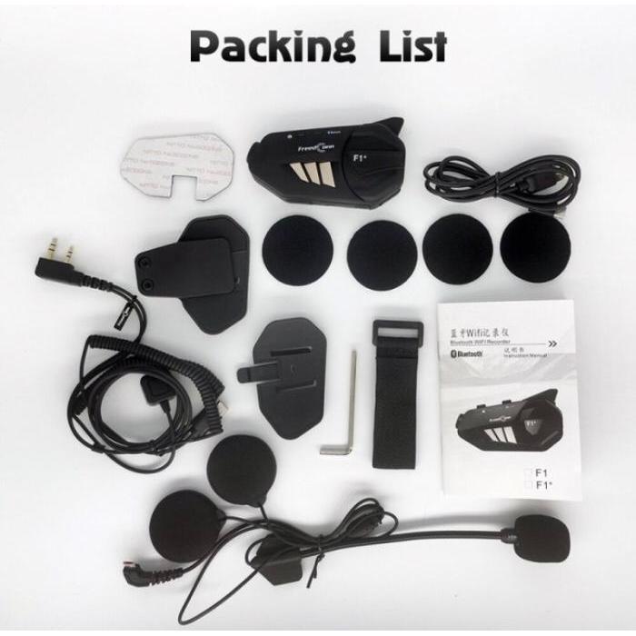 Intercom Freedconn F1 Plus + Bluetooth Helm Hd Camera 6 Rider No Maxto