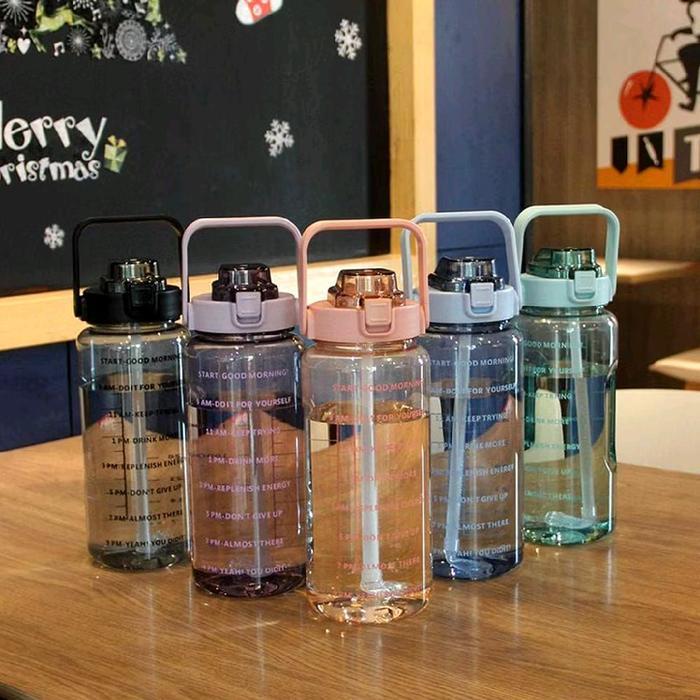 B (B95) BOTOL MINUM KOREA TUMBLER MOTIVASI MINUM 2 LITER