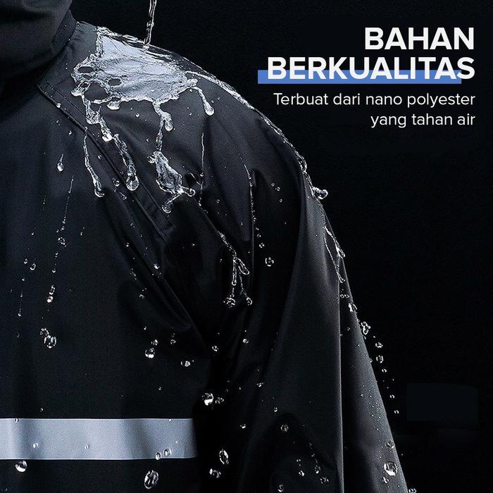 RHODEY JAS HUJAN MOTOR SETELAN CELANA + PELINDUNG WAJAH MANTEL NANO POLYESTER WATERPROOF RAINCOAT