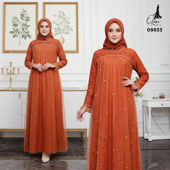 GAMIS OZIAS BRUKAT FIMELA 09933 I Gamis Kondangan Jumbo I Fashion Muslimah I Jumbo LD 120 140