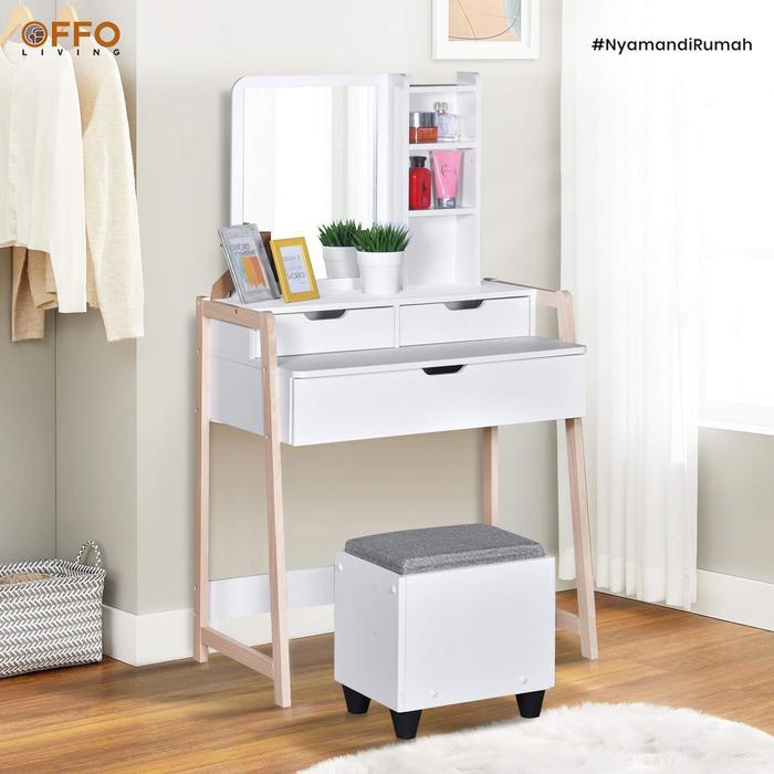 Offo Living - Meja Rias Faren 04 - Meja Rias Estetik Dengan Kursi