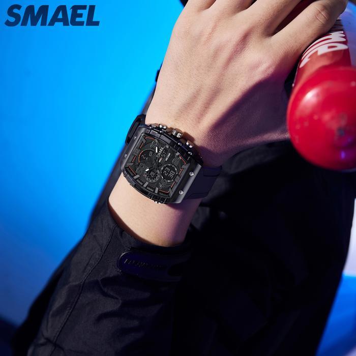 Smael Smael8109 Jam Tangan Analog Digital Pria Wanita Sport Waterproof Luminous Dengan Alarm Tali Pu
