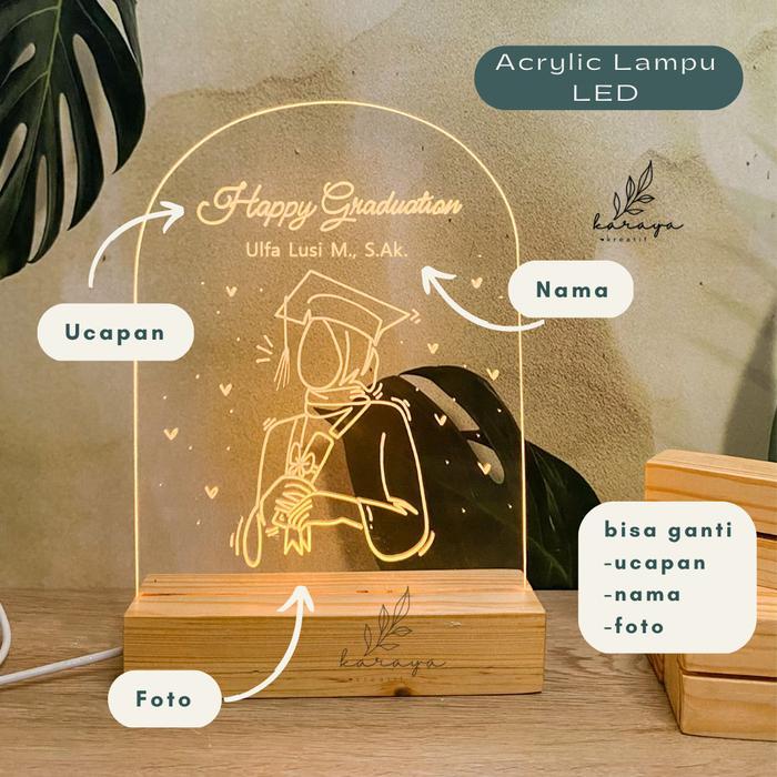 Plakat LED Custom Sketsa foto kado wisuda kado ulang tahun kado pernikahan hadiah wisuda hadiah