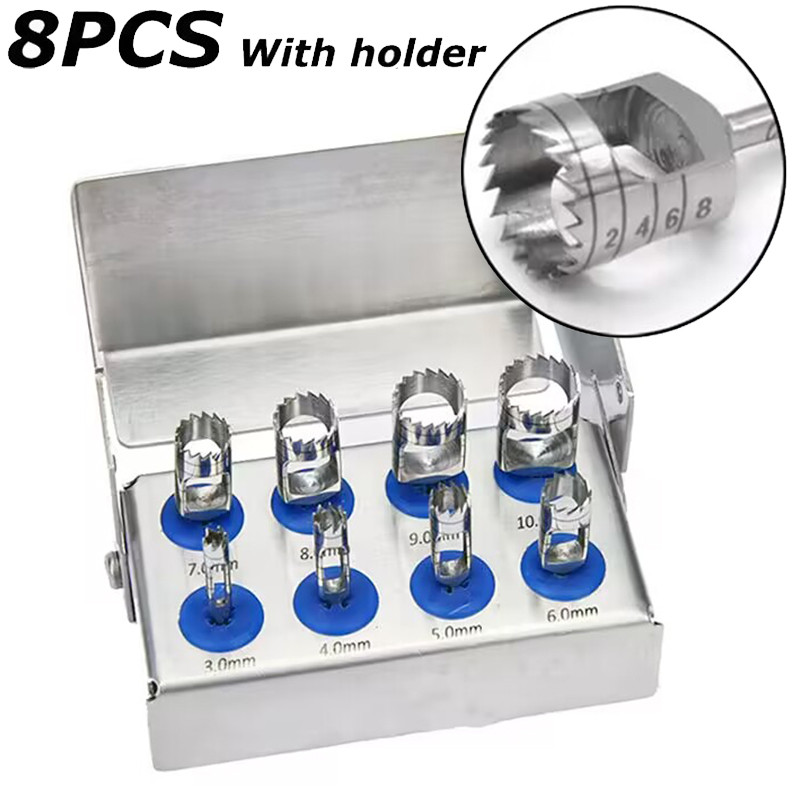 8Pcs/set Dental Trephine Drill Implant Kit with low speed Implant handpiece