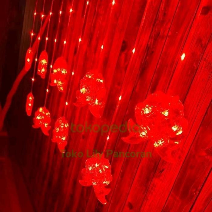 Lampu Imlek Tirai LED / Lampu Kelap Kelip Imlek Fuk / Lampu LED Imlek