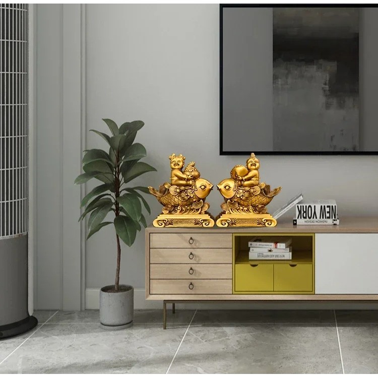 Feng Shui Copper People Girls Yearly Fortune Good Fortune Boys Home Living Decor