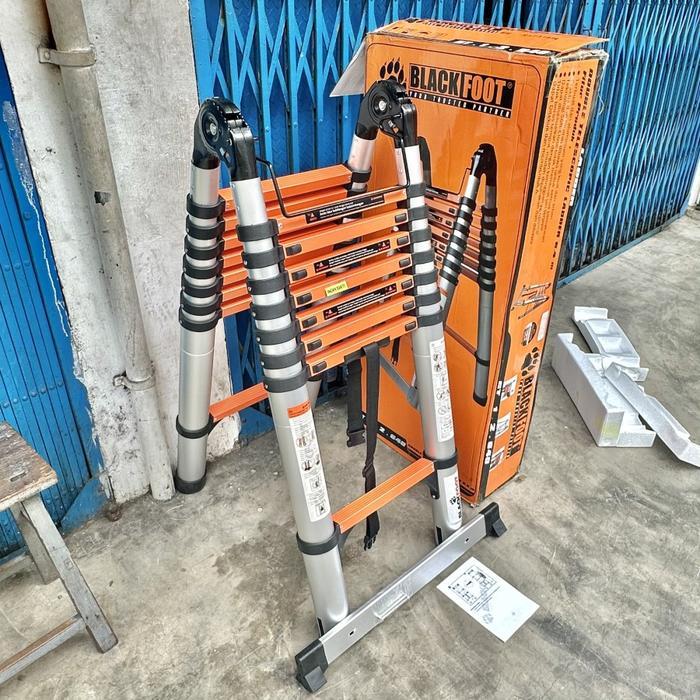 Tangga Teleskopik Tangga Lipat Aluminium Double Telescopic 6.4 Meter