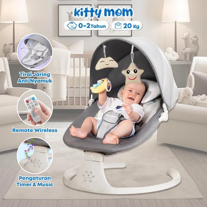 Kitty Mom - Bouncer Bayi Lipat Kursi Ayunan Goyang Newborn Kursi Goyang Bayi