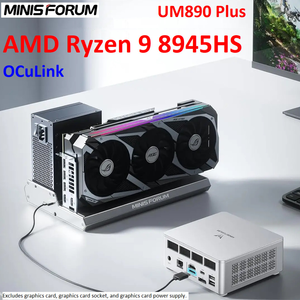MINISFORUM OCuLink Mini PC Gaming UM890 UM880 Plus AMD Ryzen 9 8945HS 7 8845HS USB4 2.5G LAN Desktop