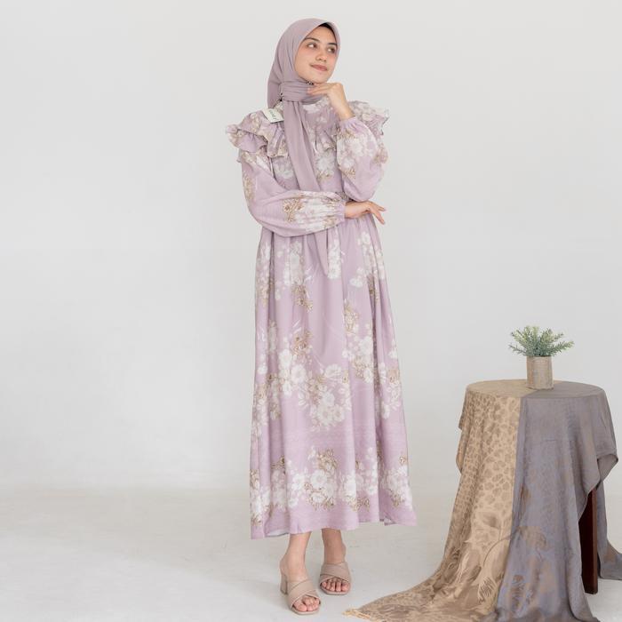 Dress Wanita Hijab Korean / Maxi Korea Bunga / Gamis Panjang Flower P.168 Ready
