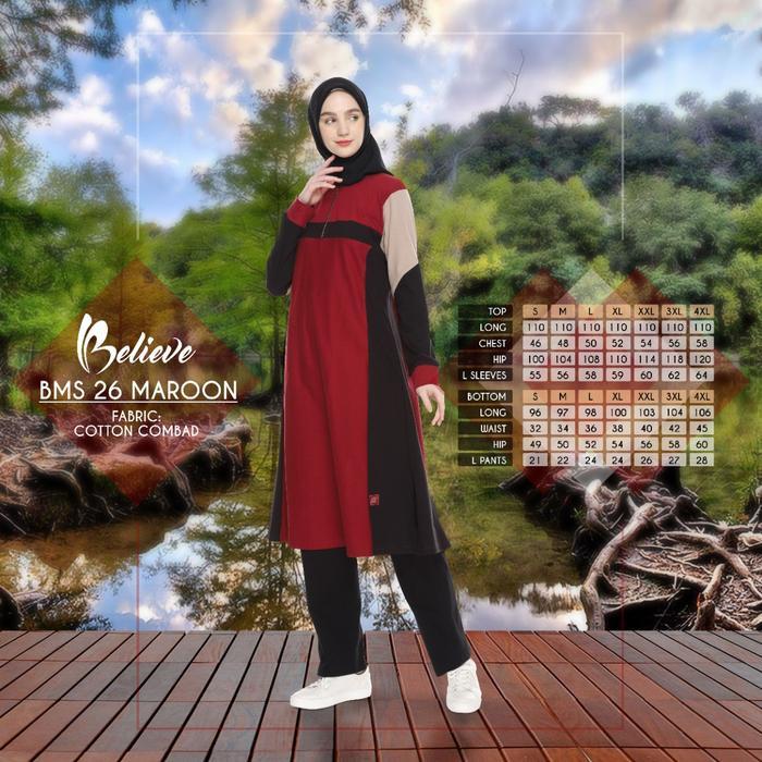 Baju Olahraga Muslimah + Beleive BMS 26 + Setelan Olahraga Terbaru