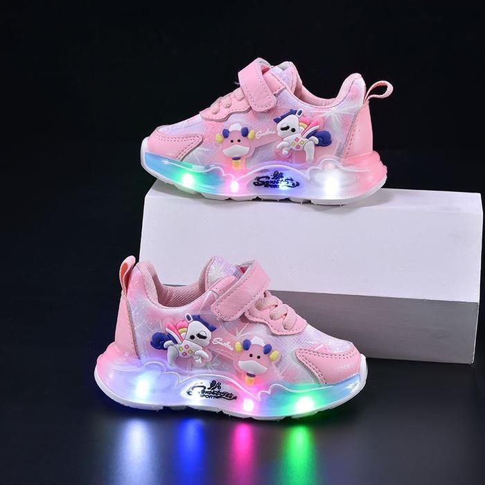 Sepatu Led Anak Perempuan Karakter Lucu Sepatu Sneakers Lampu Anak Perempuan Ukuran 21-30