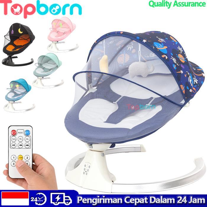 TERLARIS Topborn Swings Ayunan Elektrik Tempat Tidur Bayi Elektrik Kontrol Jarak Jauh Berbagai