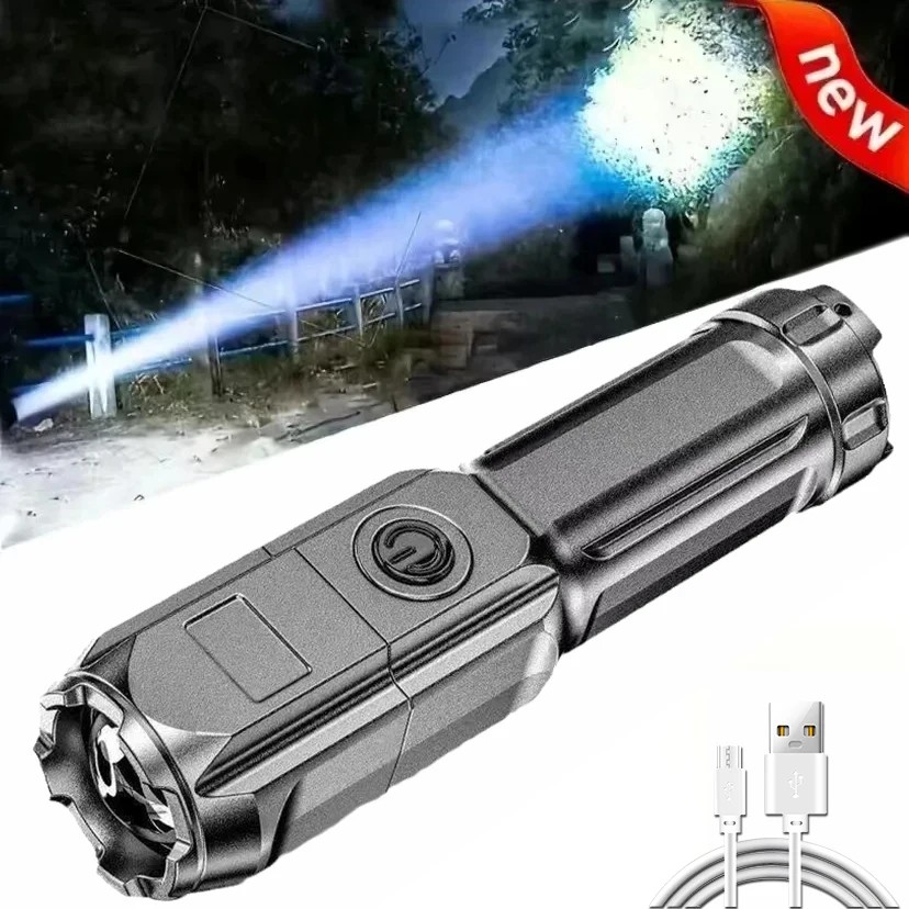 100000 Lumens Powerful Led Flashlight Rechargeable Usb 18650 Waterproof Zoom Fishing Hunting