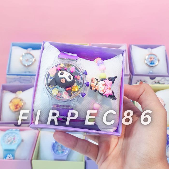 Jam Tangan Anak Anak Perempuan Spinner Musik Dan Lampu & Jam Tangan Kasual Korea Gelang Jam Tangan