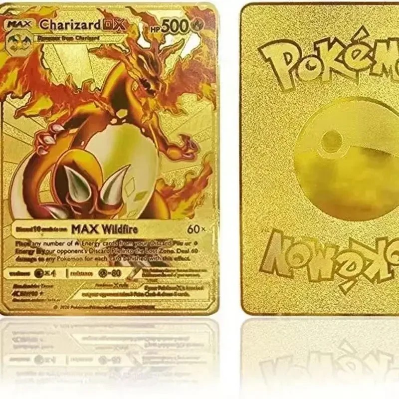 55PCS Pokemon Colorful Gold Foil Card Charizard Pikachu Arceus Diamond Rainbow English French German