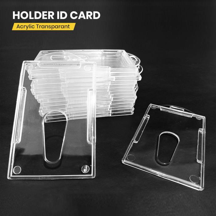 Tempat Id Card Holder Kaca Acrylic Bening Frame Casing Id Card Transparant Frame Id Card Holder