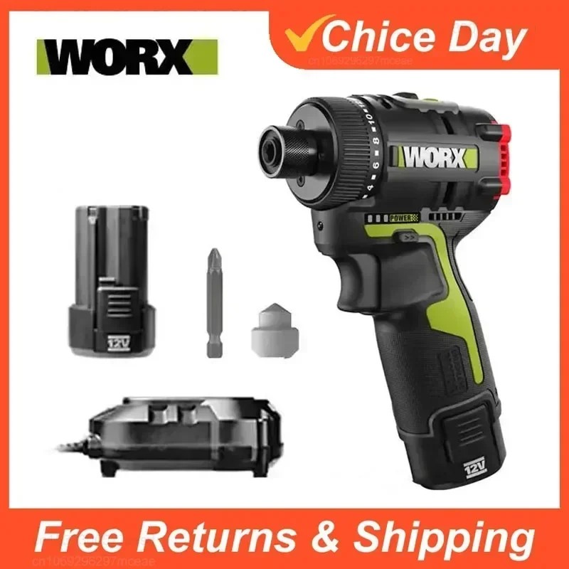 Worx WU129 Cordless Screwdriver Dual Speed 40Nm 12V 1800rpm Brushless Motor Adjustable Torque