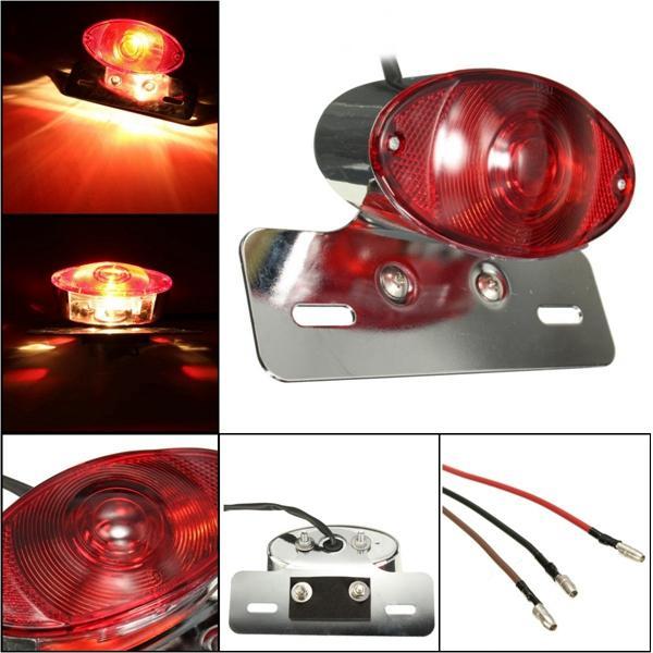 5W MOTOR REAR CAT EYE BRAKE TAIL LIGHT LENS MERAH DENGAN CHROME PLAT