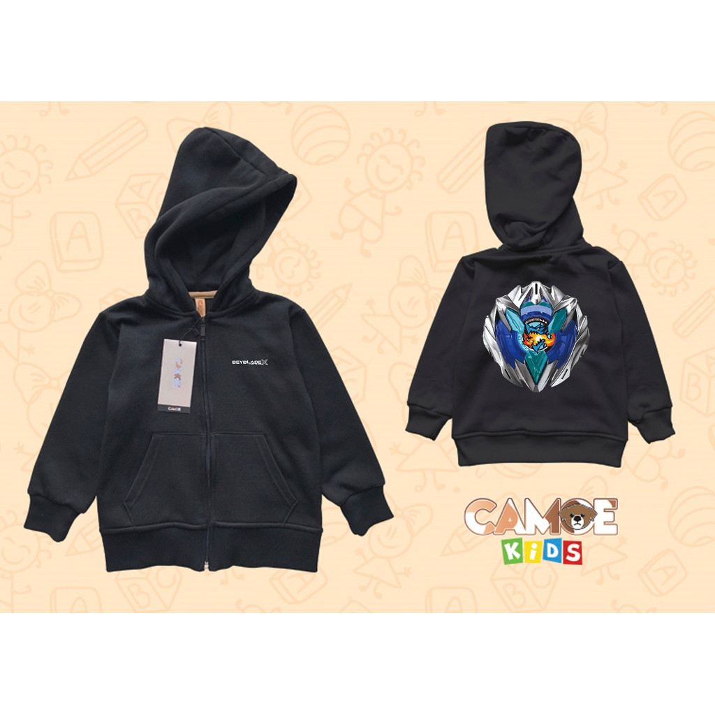 Jaket Hoodie Zipper Anak KIDS Anime Beyblade X Gear Chip logo Dran buster
