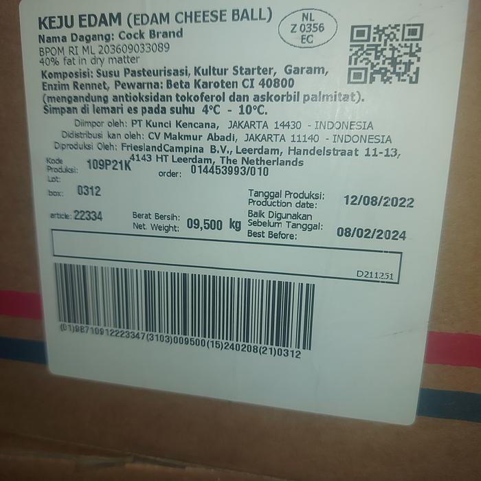 Keju Edam Ayam Emas 500 Gram Tbk