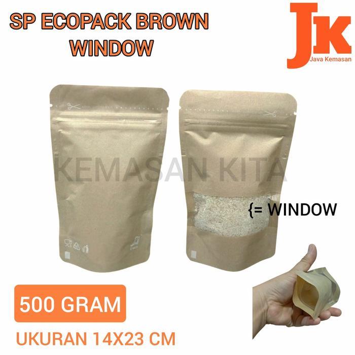 KEMASAN STANDING POUCH ECOPACK WINDOW 500 GRAM