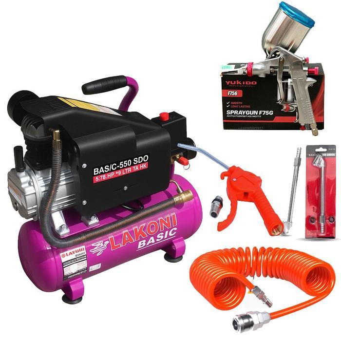 Lakoni New Promo Mesin Paket Kompresor Angin / Kompresor Udara Lengkap 3 Item Tukang Cat/Bengkel Mot