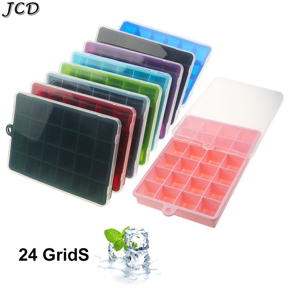 Jcd 24 Grids Silicone Ice Mold Big Ice Tray Mold Durable Food Grade Silicone Ice Cube Tray Ice Cube