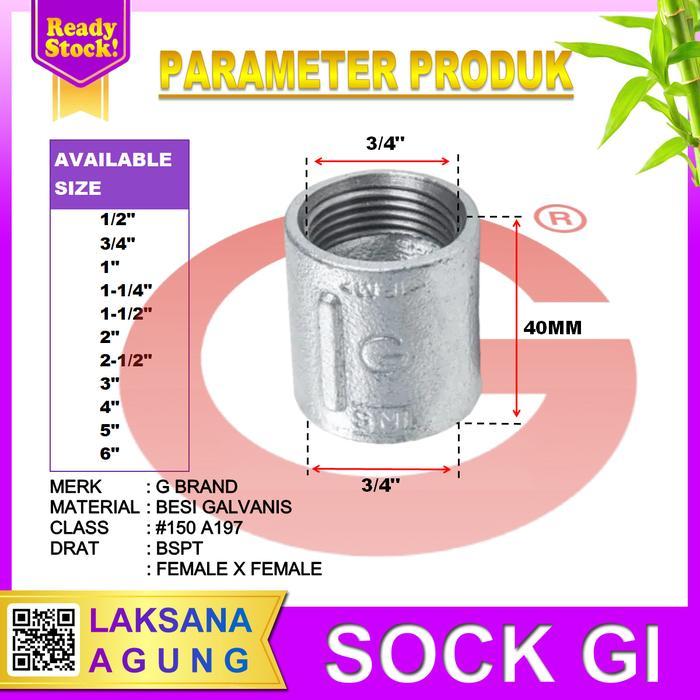 "New" Sok drat dalam 3/4 inch Besi Sock Drat Galvanis