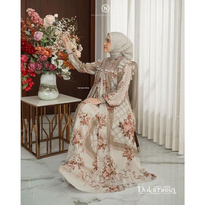 [Bisa Cod] Delarossa Dress Midi Style 2 Nadheera Luxury Rompi Outer Inner Gamis Delarosa Brukat