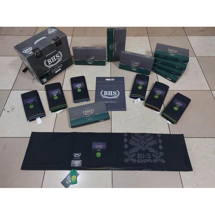 SARUNG BHS COSMO SILVER HITAM POLOS