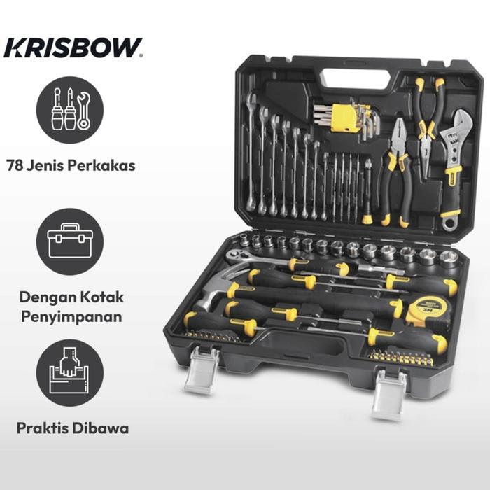 KRISBOW tool kit box set 78 pcs kotak perkakas mekanik hand toolkit 78