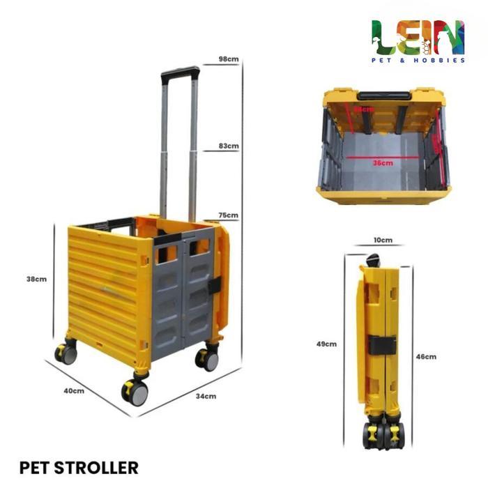 Pet Stroller Troli Lipat Anjing Kucing / Pet Trolley Dog Stroller