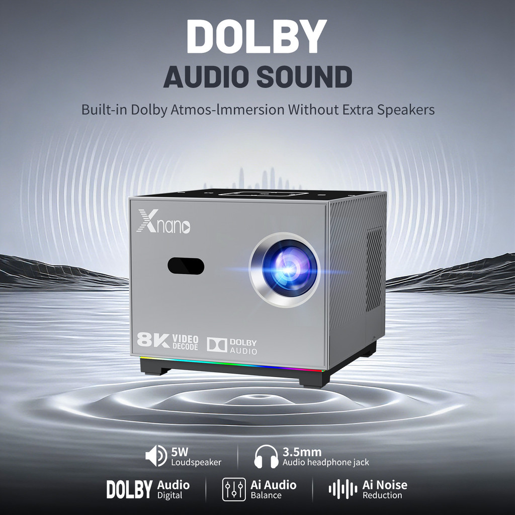 Xnano 8K Projector X3 Portable Android 9 Dual Wifi 190ANSI H716 BT5.0 Auto Focus Home Cinema Outdoor